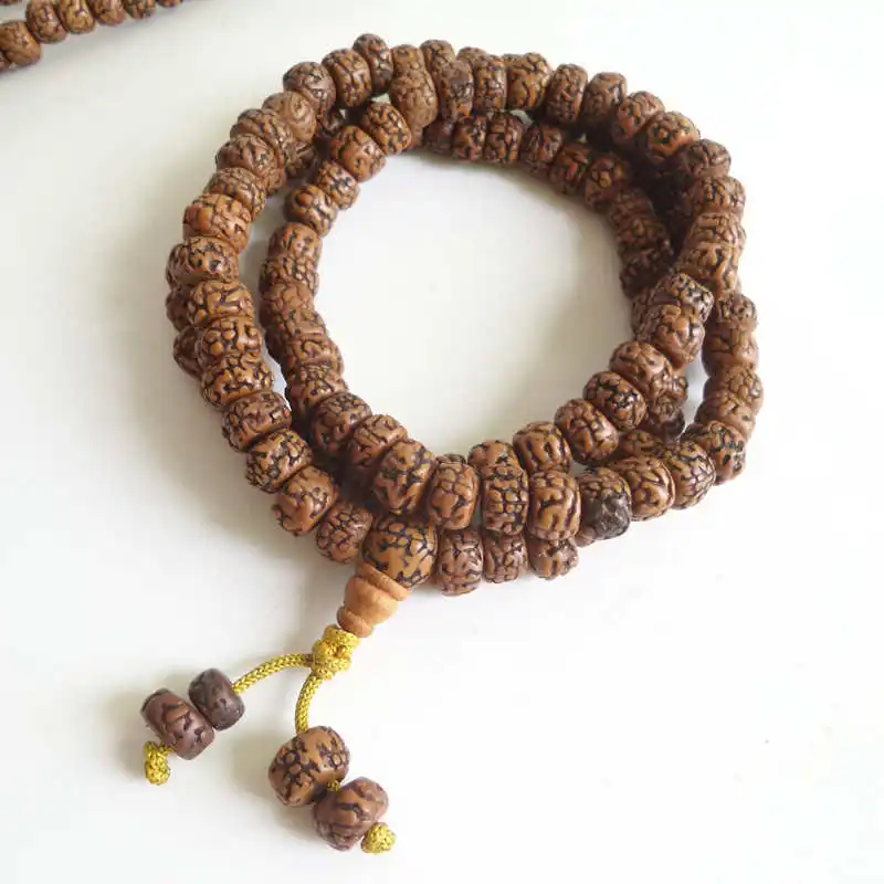 BRO582 тибетские 108 бусины старые полированные молитвенные Rudraksh Bodhi Mala для