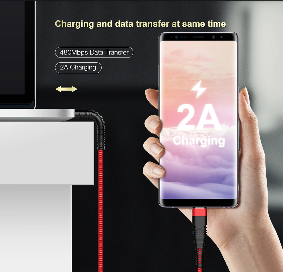 FLOVEME usb type C высокопрочный кабель для samsung Galaxy S8/S9/S10 Plus, шнур для передачи данных, зарядное устройство для телефона Xiaomi Redmi note7 для huawei