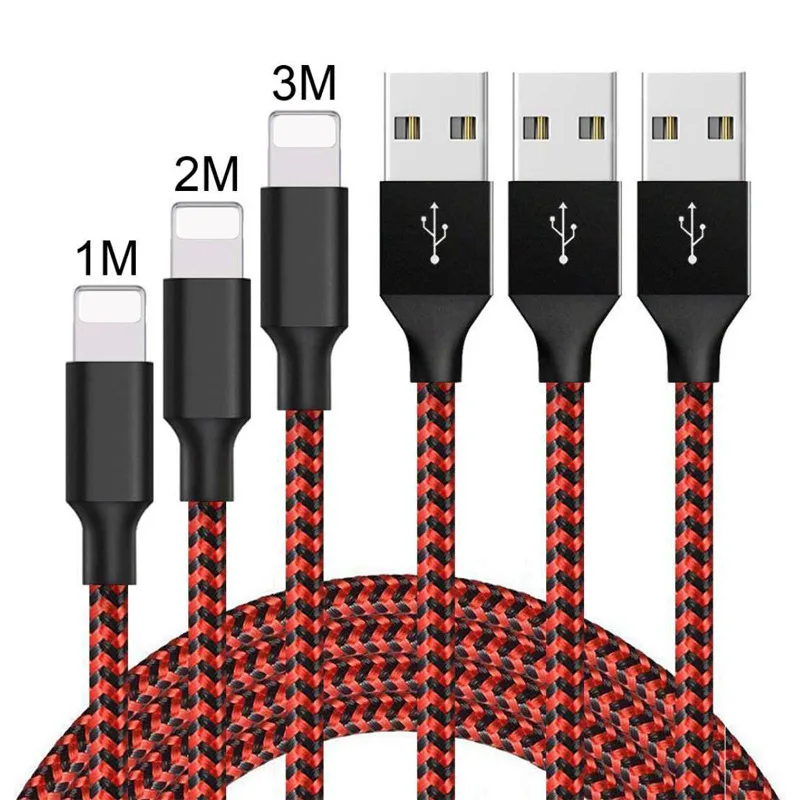 1 м 2 м 3 м для IPhone Usb кабель IOS 12 11 10 быстрое зарядное устройство USB зарядка кабелей шнур 2.4A для мобильного телефона зарядное устройство