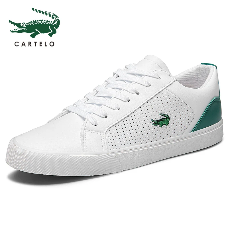 78 White green CARTELO/Новинка; Повседневная обувь; мужская кожаная обувь на плоской подошве; Низкие кроссовки на шнуровке; Tenis Masculino - Цвет: 78 White green
