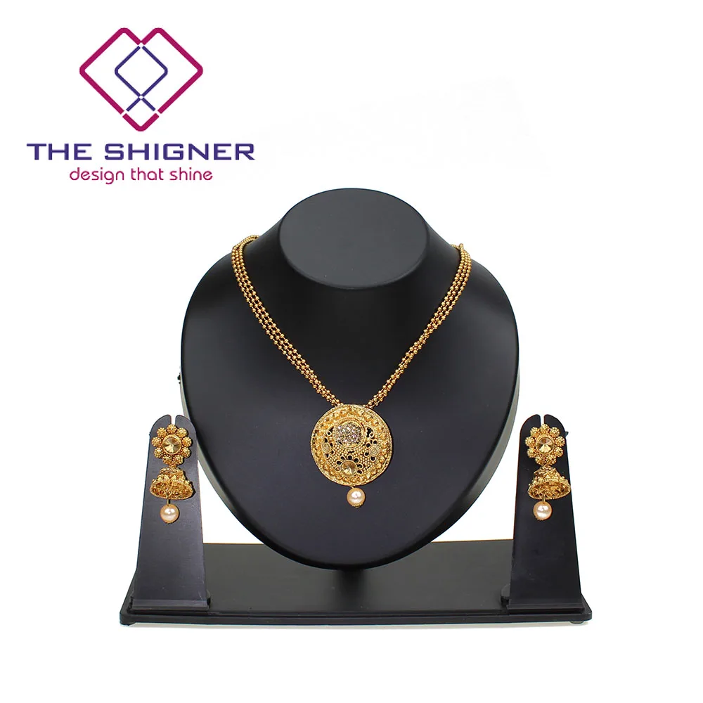 SHIGNER индийский bahuali Mughal Kundan chandali камень жемчуг золотой тон драгоценное свадебное ожерелье серьги набор медальонов