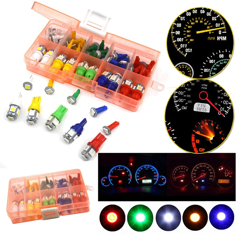 DC 12V 70 Pcs Авто T5 &amp T10 светодиодный 5050SMD лампа приборной панели индикатор лампы |