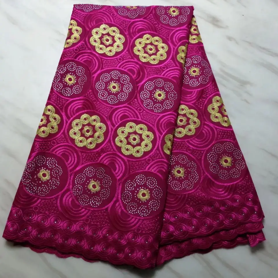 5 ярдов замечательное небесно-голубое Африканское хлопковое полотно и стразы