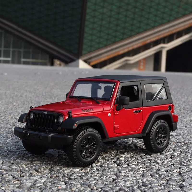 1/18 масштаб красный Jeep Wrangler Willys литая модель автомобиля внедорожная модель дорожного транспортного средства игрушки для детей подарки коллекции