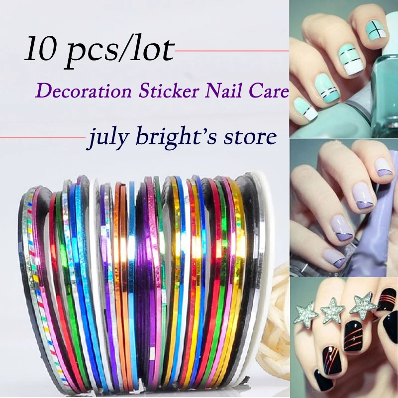 2020 Profession 10Pcs Mixed Colors Rolls Striping Tape Line DIY Nail Art Tips Decoration Sticker Care MJ04-1 | Красота и здоровье