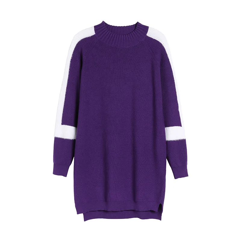 Платье Свитер в стиле пэчворк Осень зима 2018 новинка женское трикотажное платье