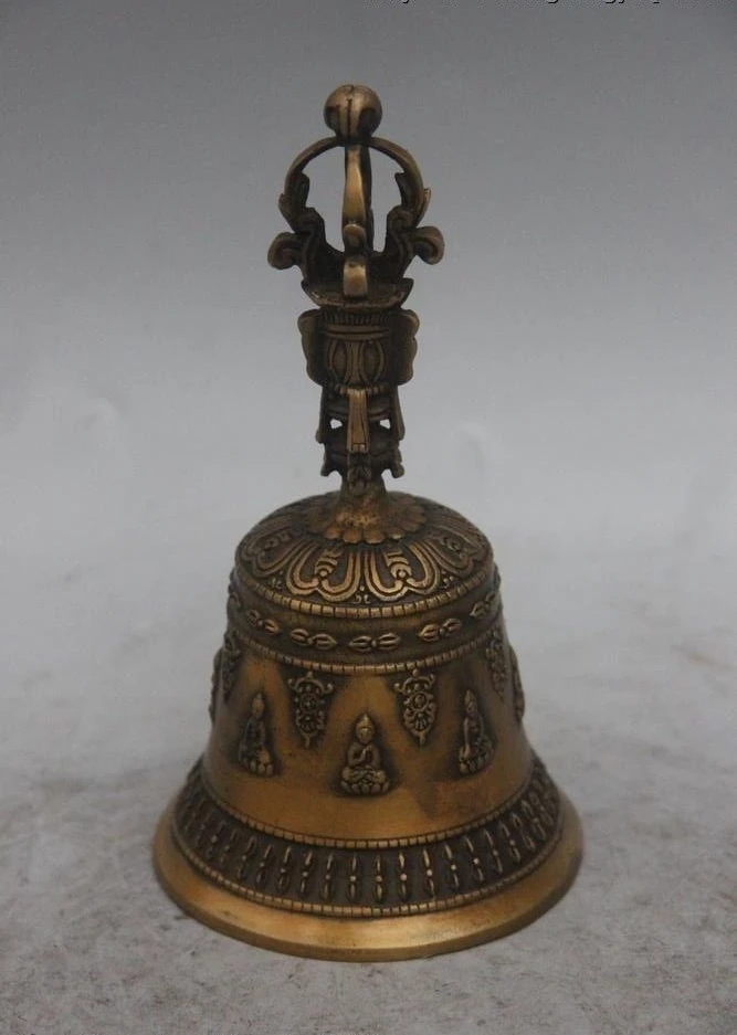 7 Tibet Bronze Carving Buddha Statue Small Bell Bells Phurba Dagger Holder FaQi | Statues &amp Sculptures