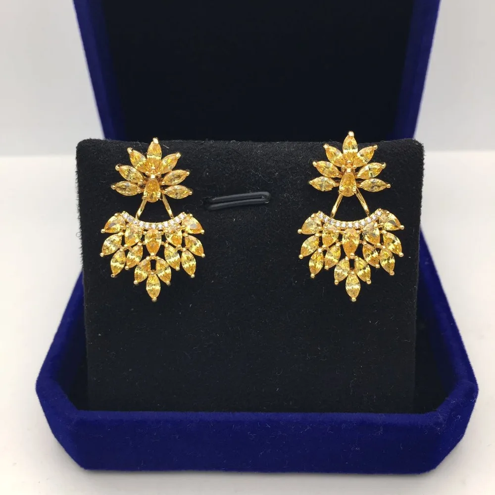 yellow stone Модные серьги-гвоздики Brincos для женщин с камнями цвета CZ 2 шт аксессуары для ушей - Окраска металла: yellow stone