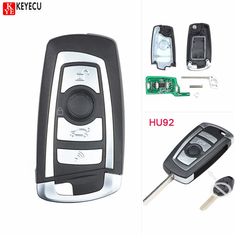 KEYECU новый стиль 4 кнопки Floding Remote Key CAS2 для BMW 1 3 5 6 Series X5 с чипом ID7944 315MHZ HU92 Blade|fob|fob