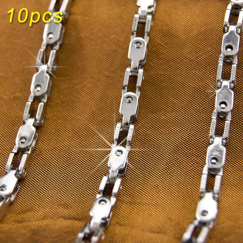 

10pcs FASHION JEWELRY silver bicycle Chains 316L Stainless Steel Necklace diy fittings High Quality Wholesale 3.5bike