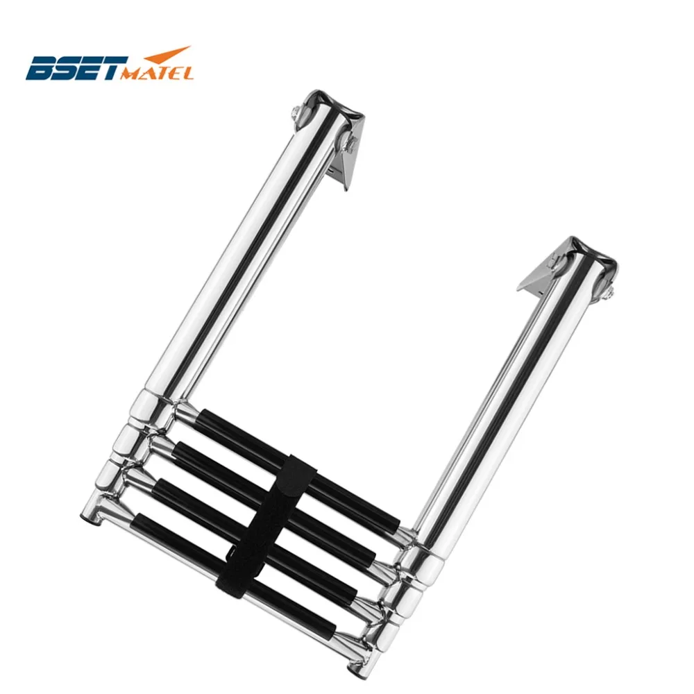 

BSET MATEL 4 Steps Boat Stainless Steel 304 Telescoping Folding Ladder Deck Outboard Swim Platform Boat Marine Yacht Accessories