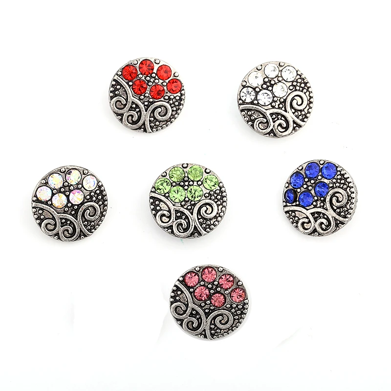 6 шт./лот резные оснастку Кнопки металлическими стразами камень изделия Fit 12 мм DIY