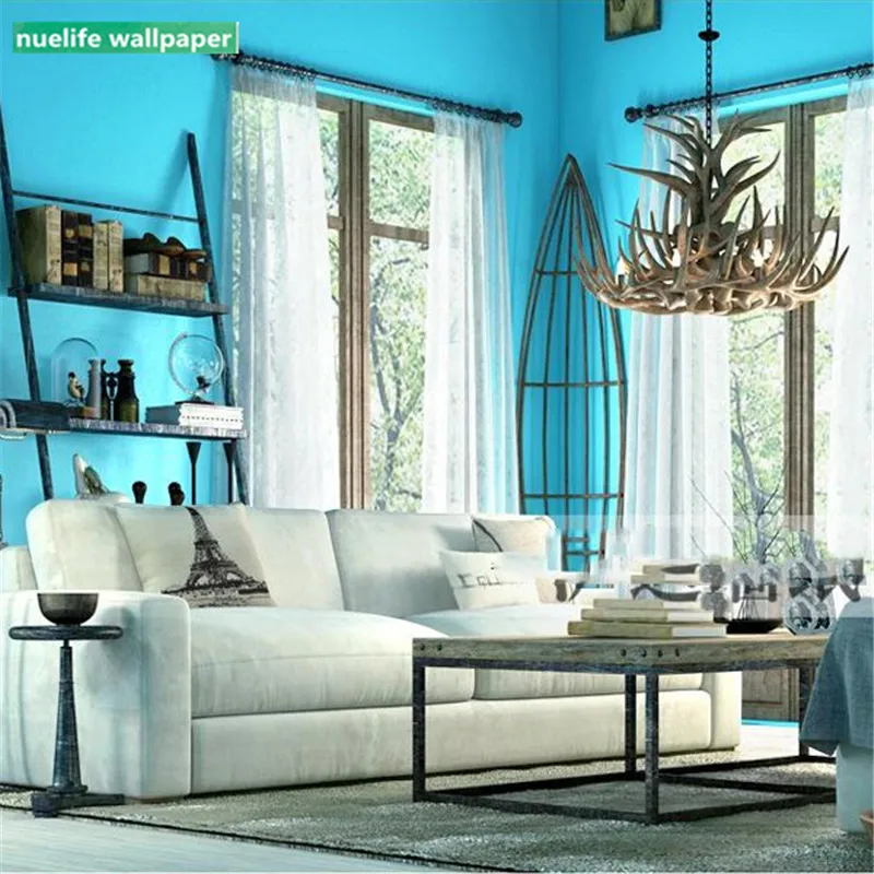 

sky blue lake blue silk non-woven wallpaper kids room living room dining room bedroom wedding room background wall paper