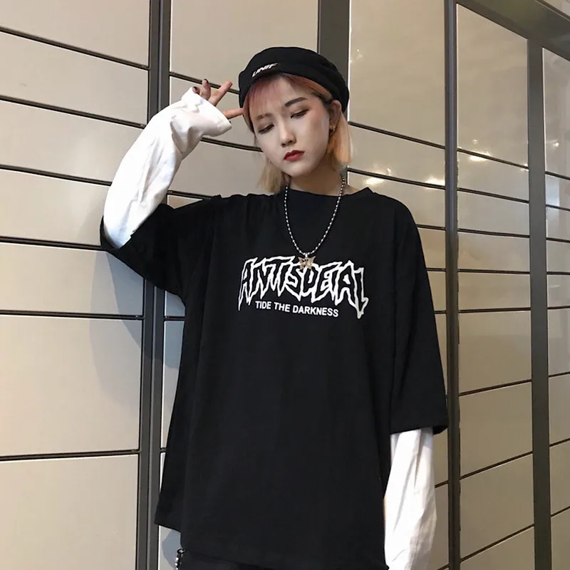 Весна и осень японский harajuku Повседневный корейский ulzzang модный поддельный