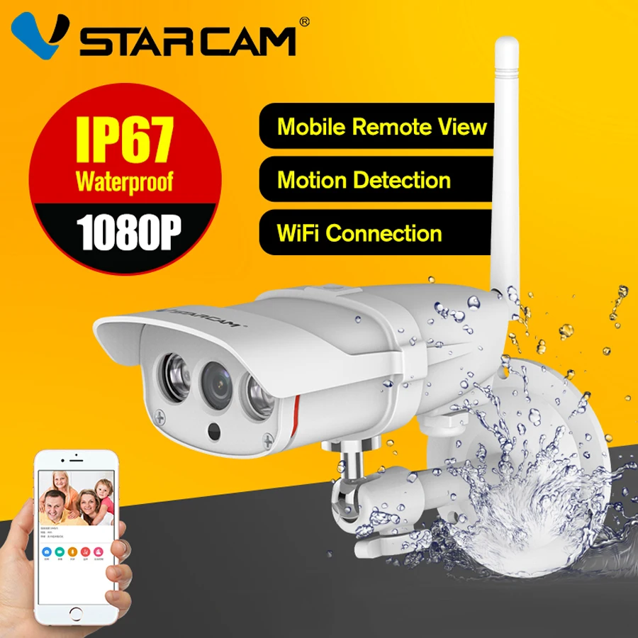 Уличная беспроводная камера видеонаблюдения Vstarcam Wi Fi 1080P ONVIF P2P ночного видения IP67