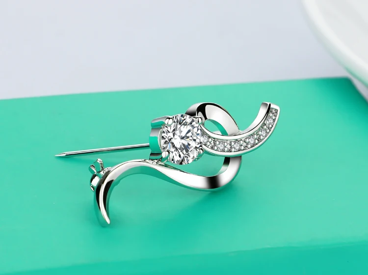 Женская Брошь из серебра 925 пробы с фианитом|brooch designer|brooch fashiondesigner brooch |