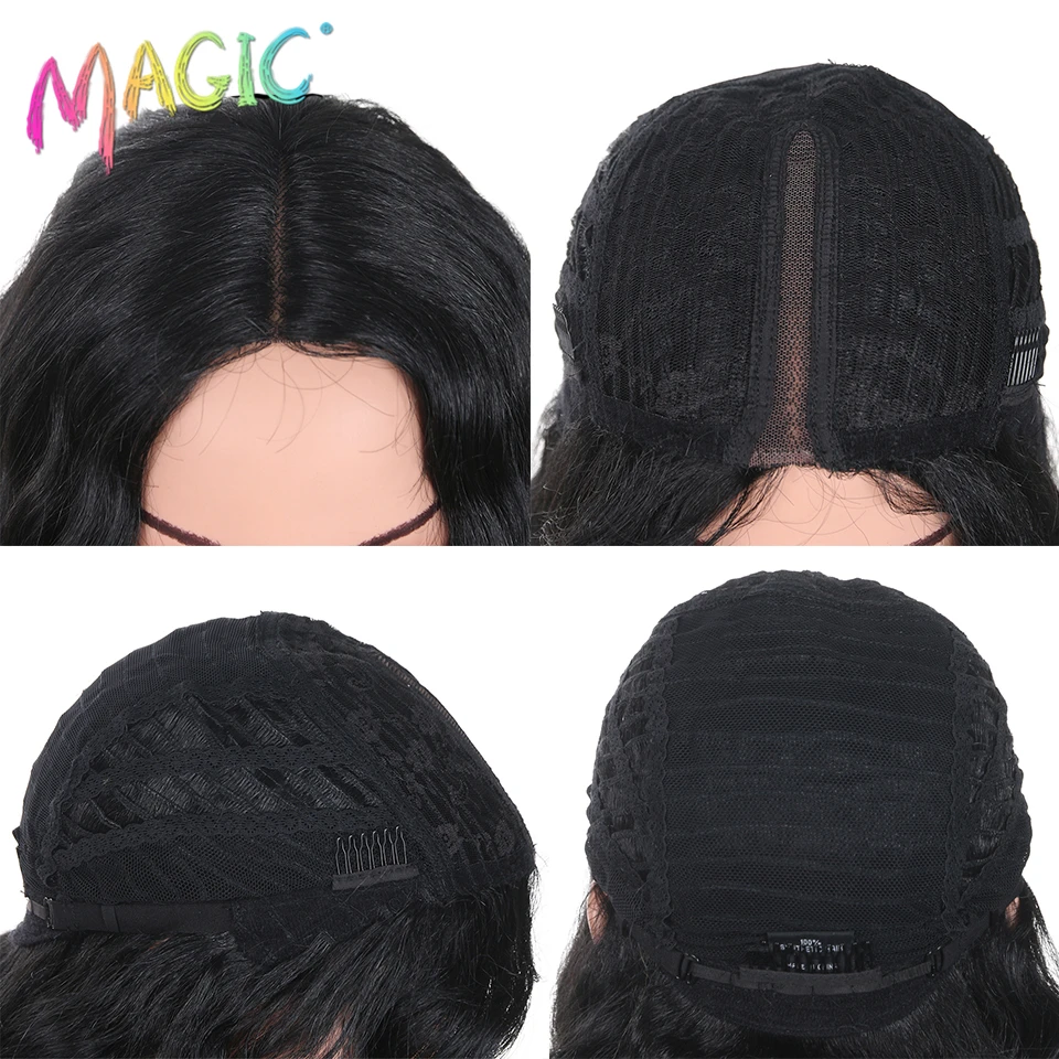 

Magic Hair Synthetic Lace Front Wigs 14 Inch Deep Wavy Wigs Black Ombre Red For Women Heat Resistant Hai with Natural Hairline