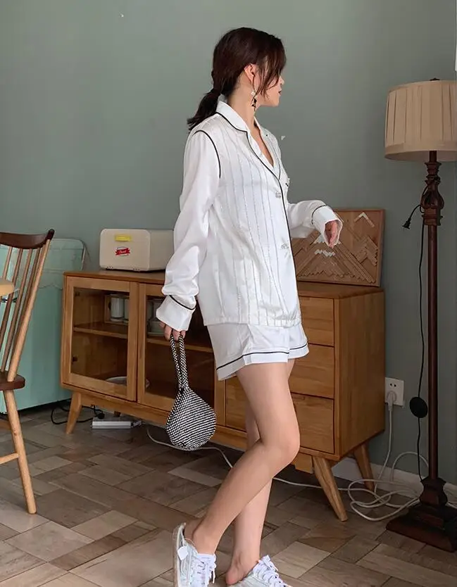 WHITNEY WANG 2019 летняя модная уличная Пижама стильная шикарная блузка с бриллиантами и