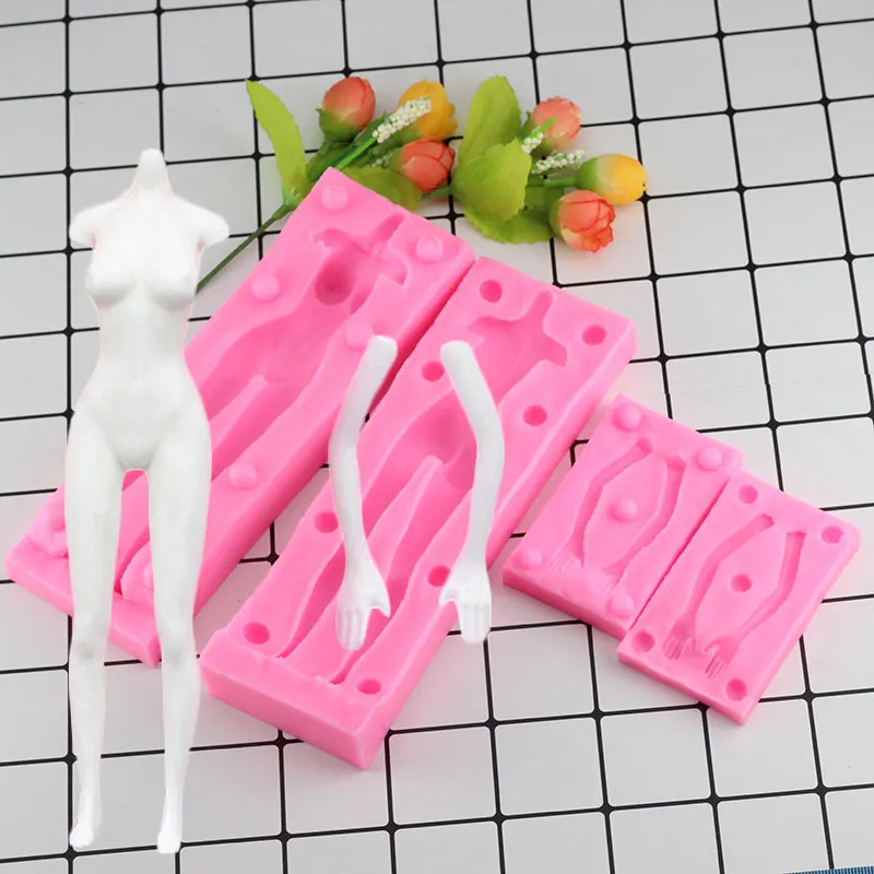 

Doll Body Shaped Silicone Mold 3D Fondant Tool For Manikin Handmade DIY Chocolate Baking Decorating Clay Mould