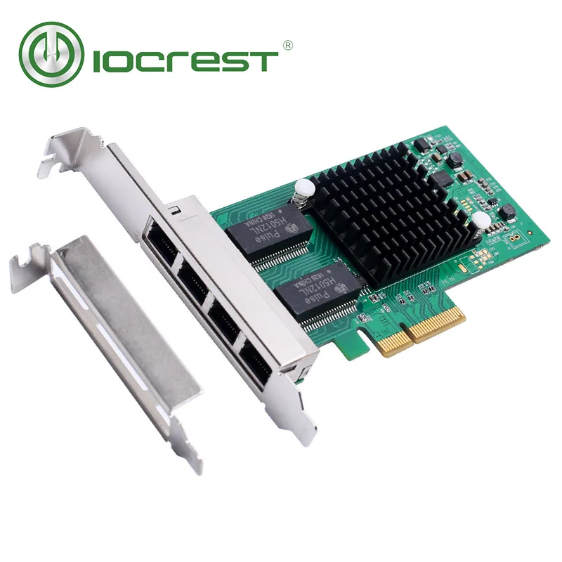 Карта сетевого интерфейса IOCREST 2 / 4 порта Gigabit Ethernet PCI e x4 Intel I350 с низкопрофильным