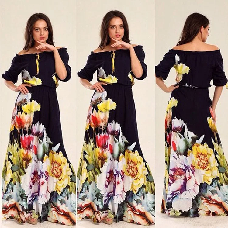 Летнее платье женщины макси печать Vestidos Longos длинные платья Vestido лонго одеяние