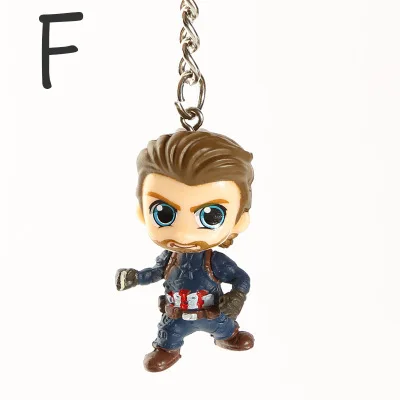 Endgame брелок Железный человек Человек-паук брелок для ключей танос Капитан Америка Antman Тор доктор странное кольцо для ключей - Цвет: F-Captain America