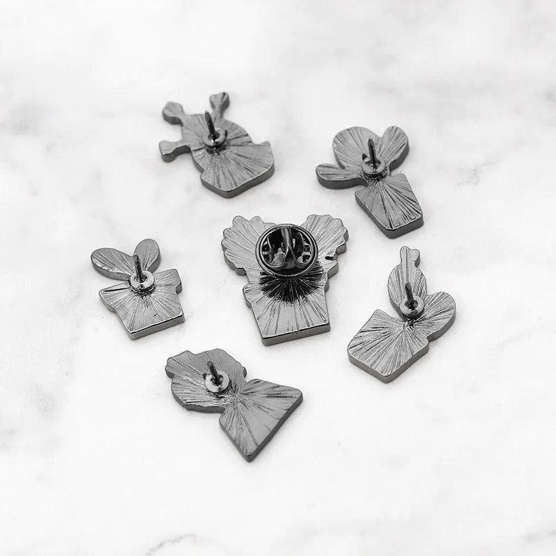 6 Pin милый мультфильм Подсолнух зеленый с изображением кактуса в горшке Броши для женщин растения эмаль значки на рюкзак Бижутерия Аксессуары безделушки