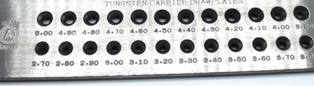 2.7-5 0,26-4,0 мм круглая проволочная пластина Goldsmith Drawplate 52 отверстия ювелирный проволочный инструмент - Цвет: 2.7-5