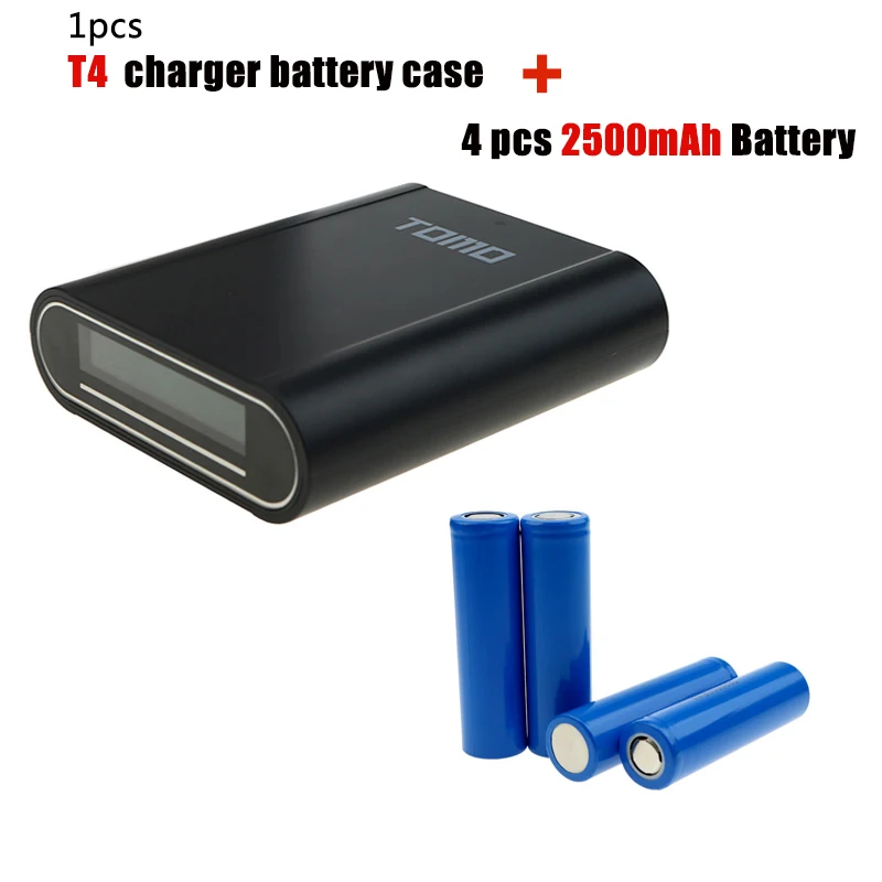 ToMo T4 DIY PowerBank Case 4 шт. 18650 аккумулятор 2200 мАч 2500 зарядное устройство Dual USB 5V 2A LCD слота