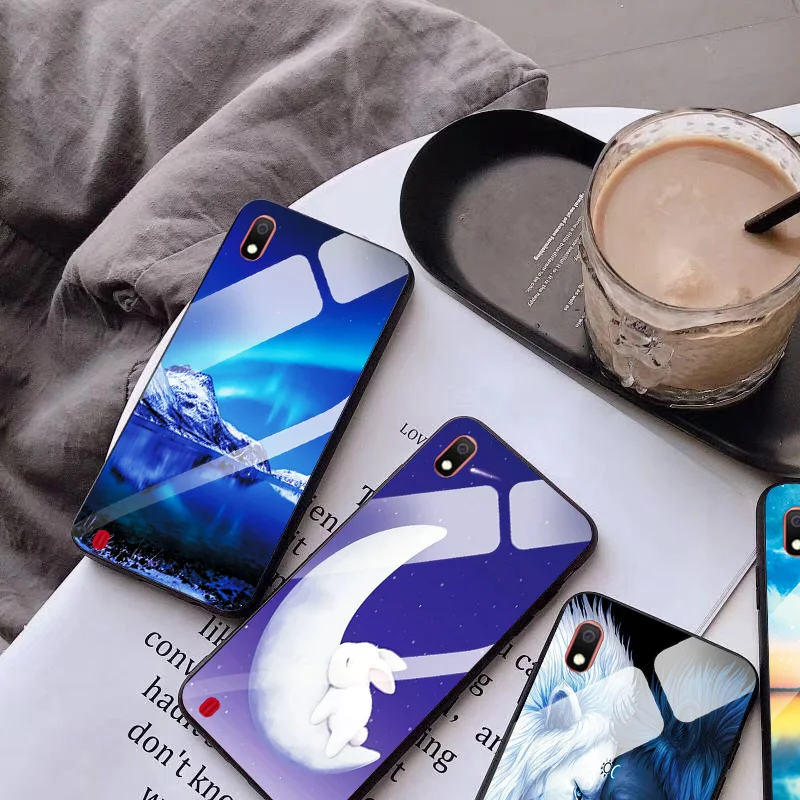 Tempered Glass Phone Case For Samsung A10 A30 A40 A405F Cover A50 A70 A705 Cool Lion Soft Edge Bags M20 |