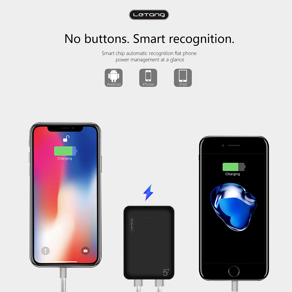 Letang мини портативный карманный повербанк внешний аккумулятор с двумя usb портами