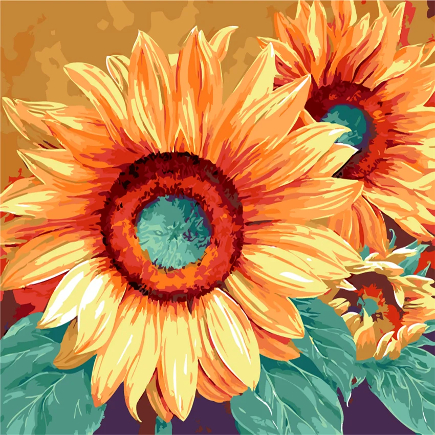 

Sunflowers Blooming Picture Painting By Numbers Modern Wall Art Picture DIY Hand Painted Canvas Coloring Home Decor 2017 Gift