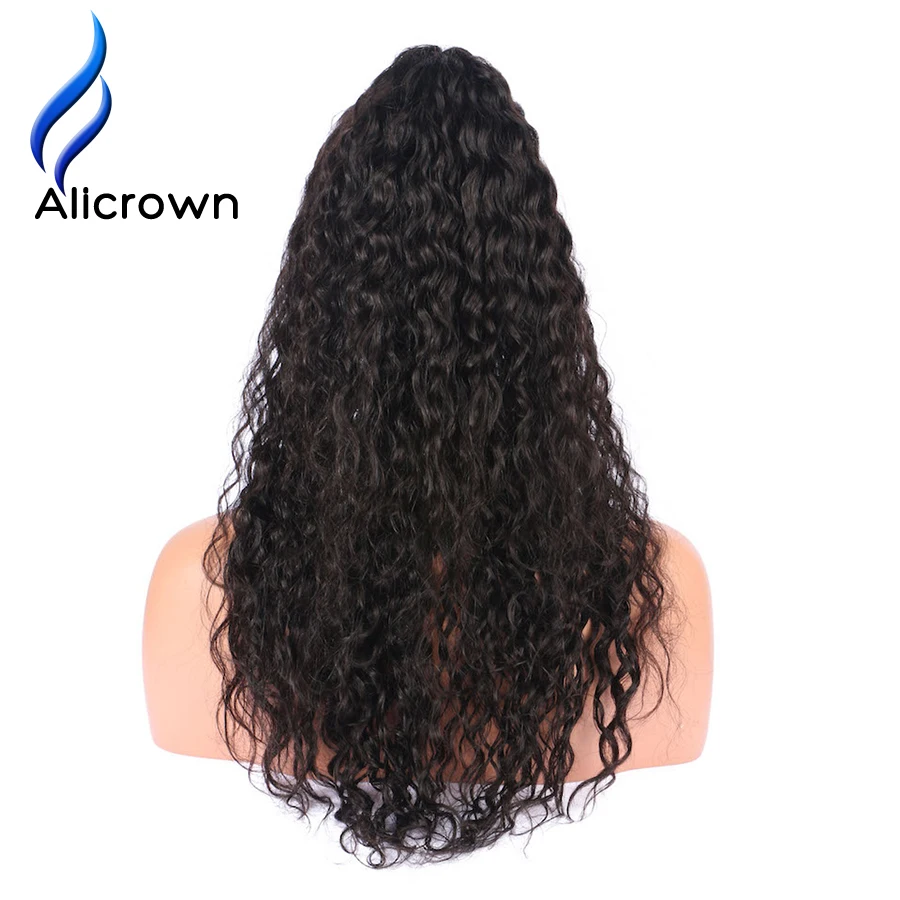 ALICROWN 13*6 глубокая часть кудрявые волосы на фронте человеческих волос парики с волосами младенца бразильские волосы remy парики шнурка предварительно сорвал отбеленные узлы