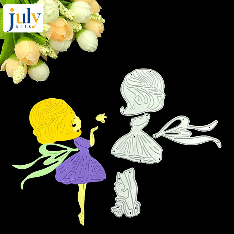 Julyarts Girl Flower Dress Metal Cutting Dies Scrapbooking Stencils Photo Album Decor Paper Card Making | Дом и сад
