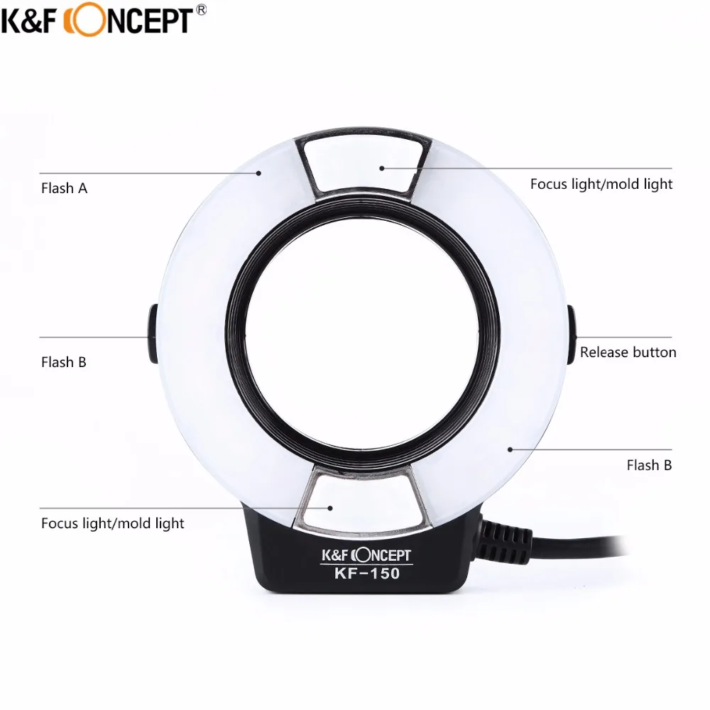 K & F Concept KF 150 макро кольцевая лампа вспышка Speedlite ЖК дисплей Беспроводная ведомая