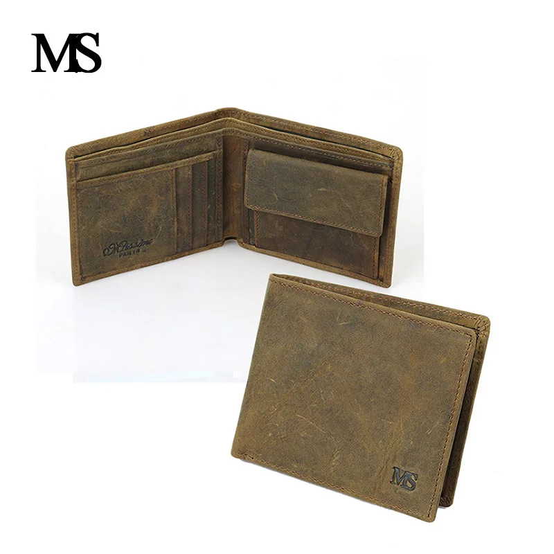 Мужской кошелек органайзер из натуральной воловьей кожи винтажный короткий с