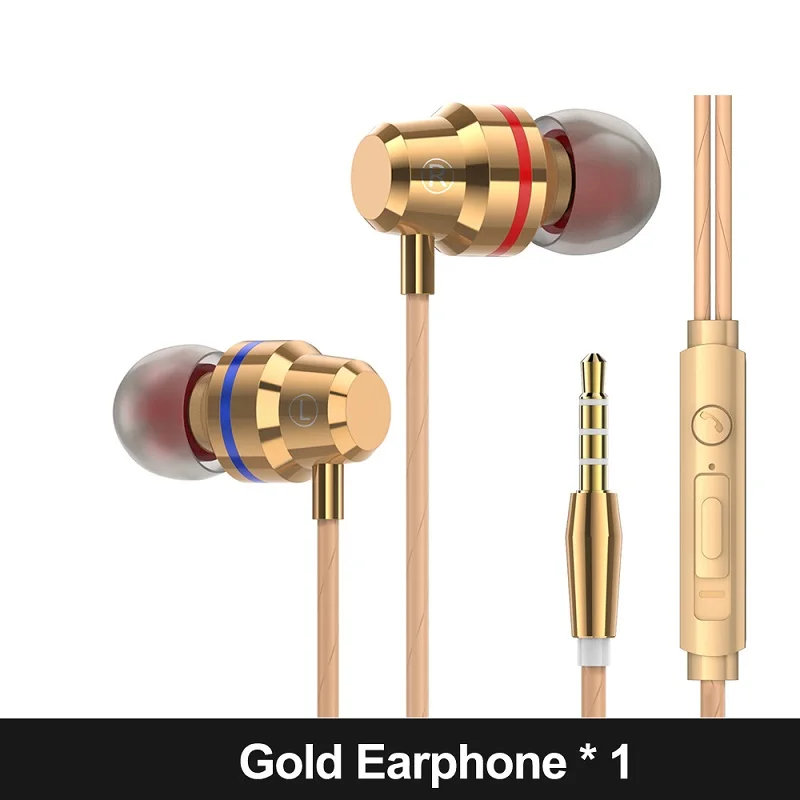 Gold Earphone MUSTTRUE M6 наушники гарнитура с микрофоном стерео Бас Звук Музыка Игровые наушники для телефонов MP3 3,5 мм проводные наушники - Цвет: Gold Earphone