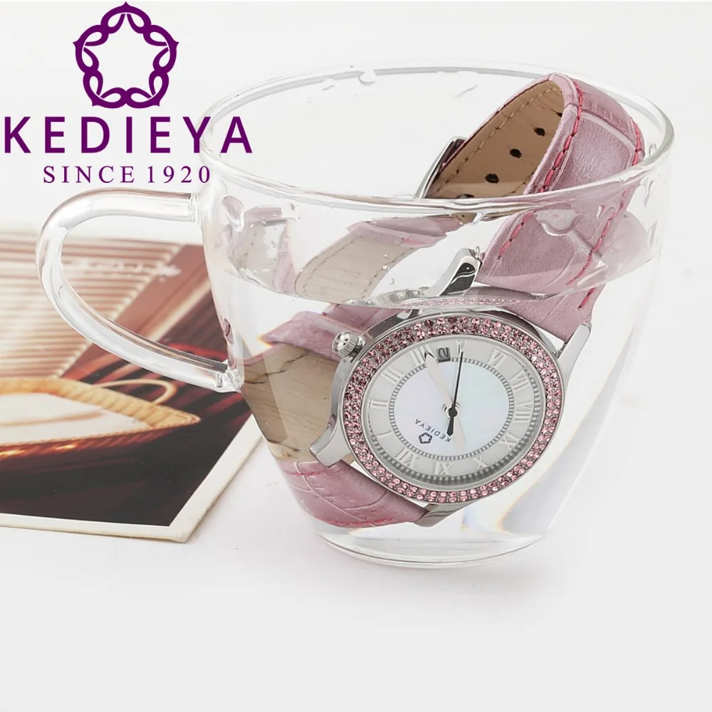 KEDIEYA Женская Люксовые Бренды Циркон Бриллиант Жемчуг Циферблат