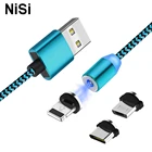 Магнитный USB-кабель NiSi 8pin для IOS для iPhone, Huawei, Xiaomi, Samsung, смартфонов на Android, внешний USB-кабель 1 м2 м