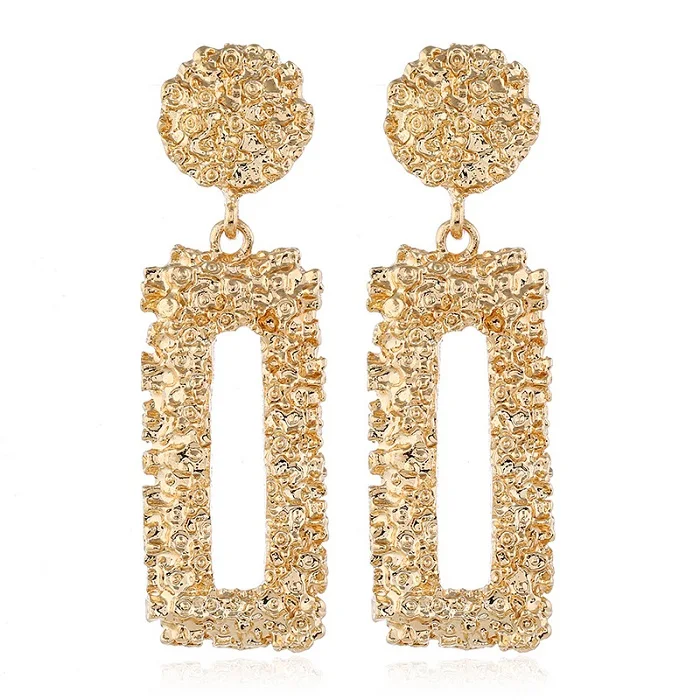 Chang Fang Xing Gold LZHLQ висячие серьги, массивные серьги, Модные металлические серьги для женщин, золотые и серебряные ювелирные изделия, простые винтажные - Окраска металла: Chang Fang Xing Gold
