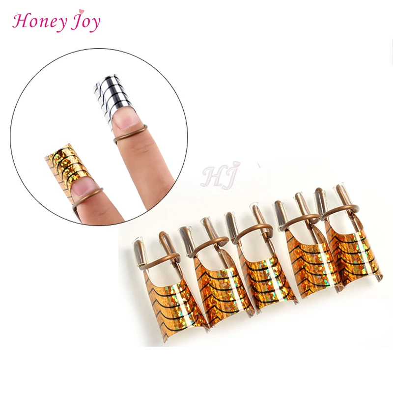

5pcs/set Aluminum Reusable Nail Extension Form Guide for Acrylic UV Gel Builder Building Reusable Nail Art Gold Silver Manicure