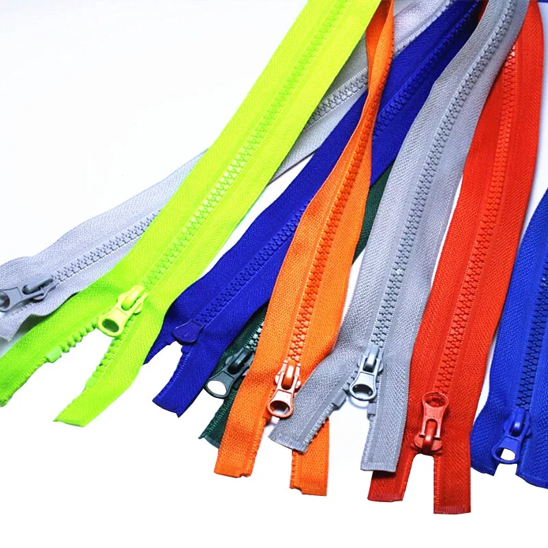 

XUNZHE 5pcs Multi-color 60cm Zippers 5# Open End Resin Zipper For Sewing Garments Long Coat Down Jacket, DIY Sewing