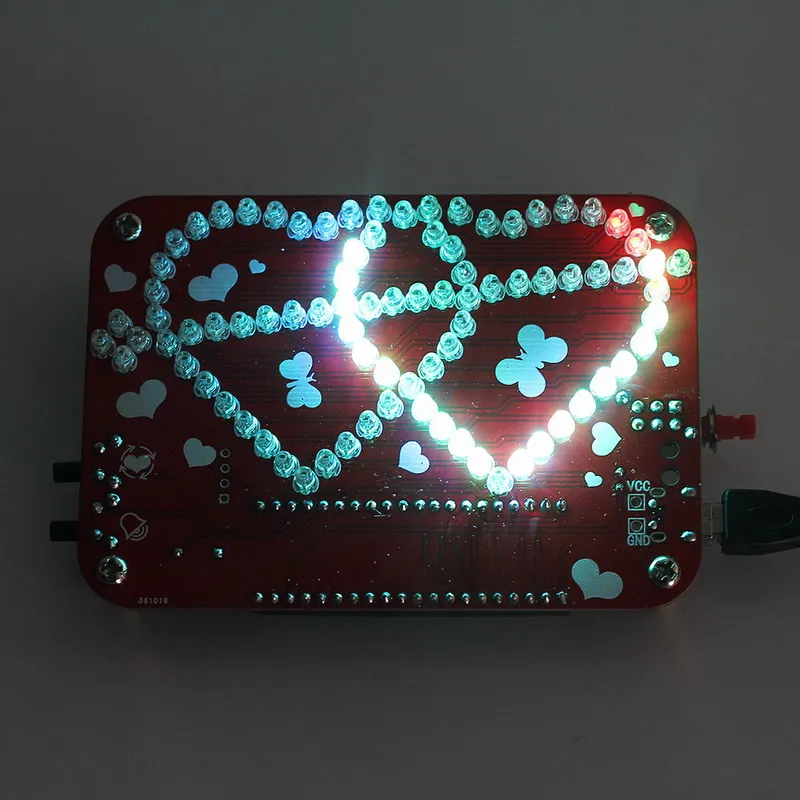 Электронный набор для самостоятельной сборки RGB LED двойной в форме сердца свет
