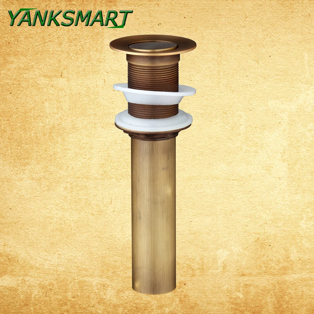 

YANKSMART Antique Brass Retro Bathroom Sink Drain Waste Flip up 1 1/4'' Antique Brass Faucet Vessel Sink Drain No Overflow