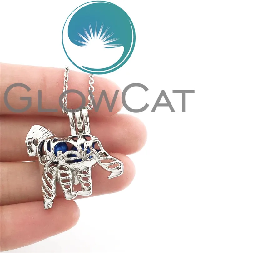 K575 Cute Gorilla Beads Cage Pendant Making Animal Shaped Essential Oil Diffuser Locket Necklace Kids Boys Friends Gift Jewelry | Украшения