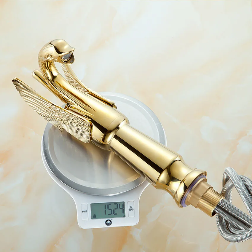 1PC SY-8005 New Design Luxury Copper hot and cold taps Swan faucet Gold plated gold wash basin high | Обустройство дома