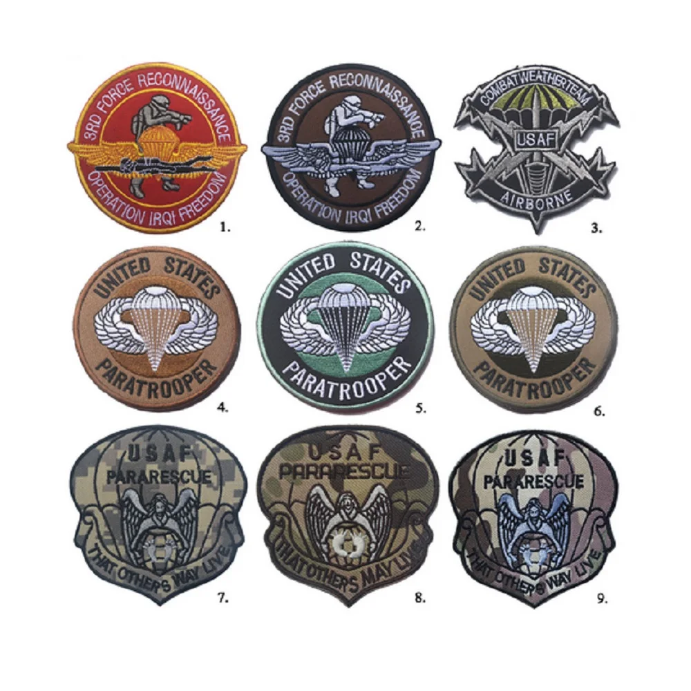 3D нашивки с вышивкой США парашютный солдат/USAF американской метеорологической