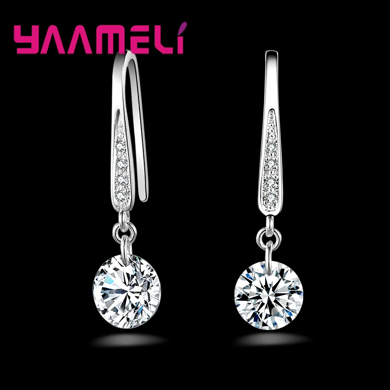 Elegantment новые модные сверкающие большие круглые серьги из стерлингового серебра