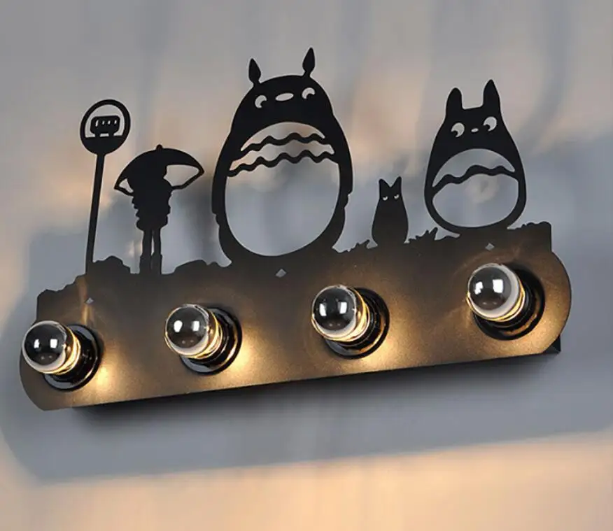 Cartoon totoro Стиль 6 Винтаж кантри освещение творческий промышленного лошадь на стену для домашнего декора анималистический настенный светильник E27 для бара Спальня Ресторан - Цвет абажура: Cartoon totoro