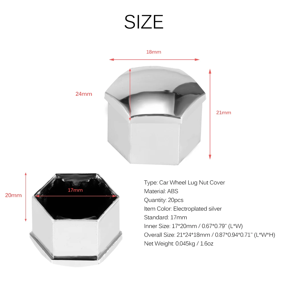 20 штук 17 мм для гайки крепления колеса автомобиля болт крышки Универсальный